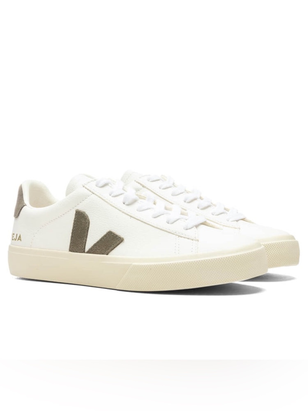 Veja Women’s Campo Chromefree Low-Top Sneaker in white/kaki - Picture 2 of 15